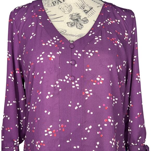 Fortune + Ivy Medium Collyn Mixed Material Blouse - Stitch Fix 3/4 Tie Sleeve - Picture 5 of 12